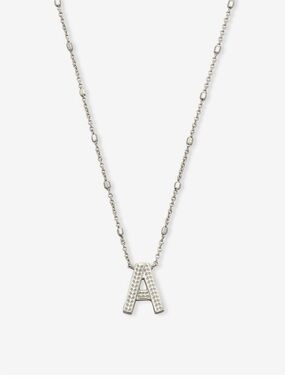 Kendra Scott Distinctively Hers Silver Letter A Initial Pendant Necklace New